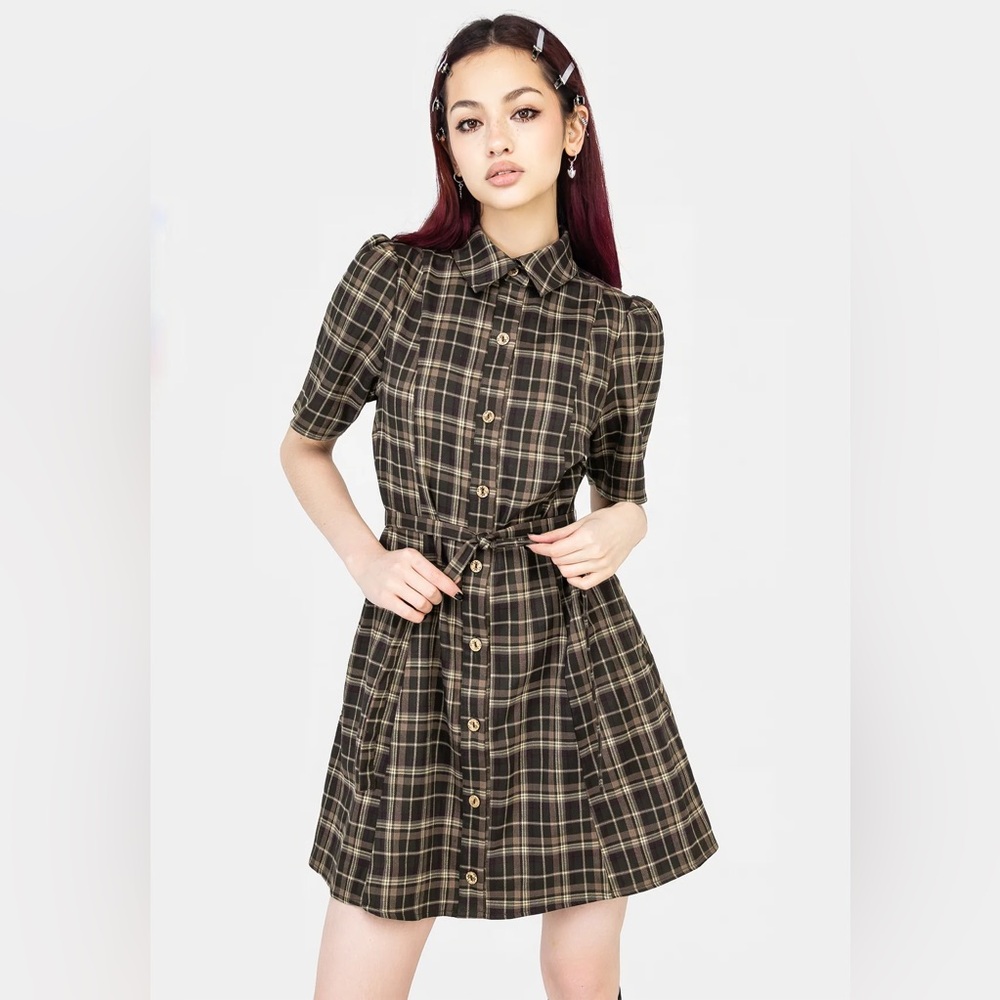 Disturbia BEATRICE Check Mini Shirt Dress